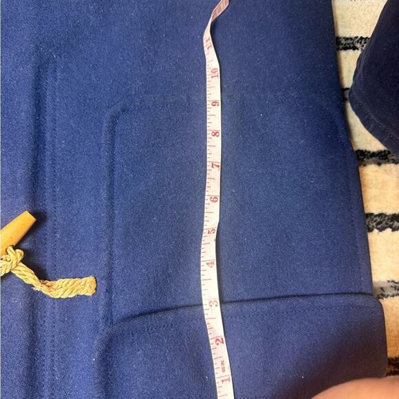 Vintage Lands' End Size 10 Petite Navy  Wool Hooded Duffle Coat Toggle Buttons - Picture 7 of 16